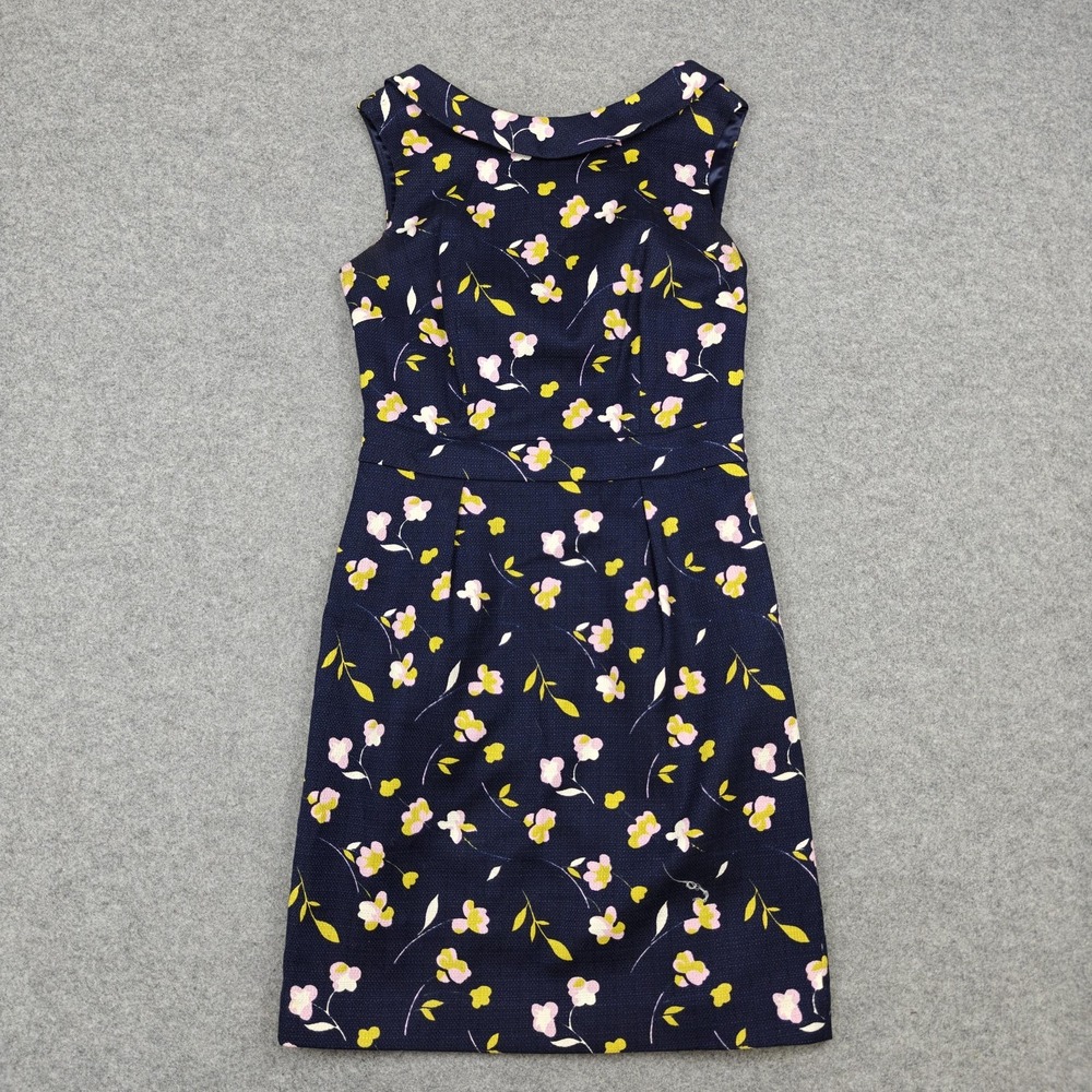 Boden Dress Womens 4P Petite Blue Floral Cowl Neck Fit & Flare‎ Knee Length Work